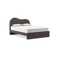 Alba Asymmetric Upholstered Bed, Full, Yarn Dyed Linen Weave, Alabaster