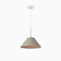 Sculptural Pendant Antique Brass Natural Linen Tapered Cone  (18")