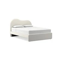 Alba Asymmetric Upholstered Bed, Full, Yarn Dyed Linen Weave, Alabaster
