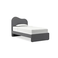 Alba Asymmetric Upholstered Bed, Full, Yarn Dyed Linen Weave, Alabaster