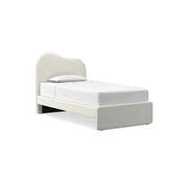 Alba Asymmetric Upholstered Bed, Full, Yarn Dyed Linen Weave, Alabaster
