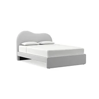 Alba Asymmetric Upholstered Bed, Full, Yarn Dyed Linen Weave, Alabaster