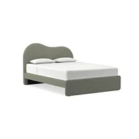 Alba Asymmetric Upholstered Bed, Full, Yarn Dyed Linen Weave, Alabaster