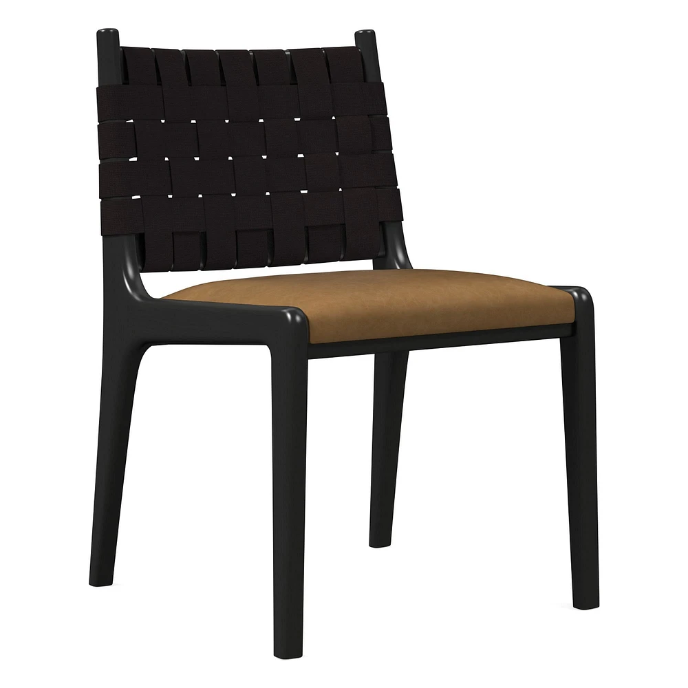 Dunham Dining Chair, Saddle Leather, Nut, Black, Black Straps