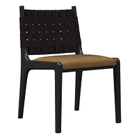 Dunham Dining Chair, Saddle Leather, Nut, Black, Black Straps