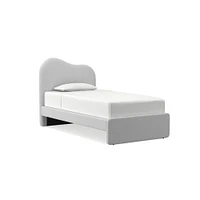 Alba Asymmetric Upholstered Bed, Full, Yarn Dyed Linen Weave, Alabaster