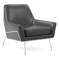 Lucas Wire Base Chair, Poly, Saddle Leather, Nut, Polished Nickel