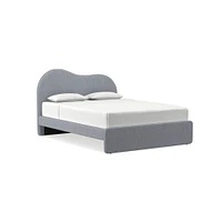 Alba Asymmetric Upholstered Bed, Full, Yarn Dyed Linen Weave, Alabaster