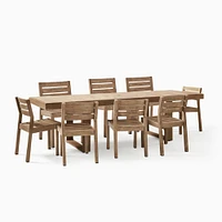 Portside Outdoor Dining Set: 76.5 Rectangle Table, Weathered Gray + Chair - Gray, Set of 2