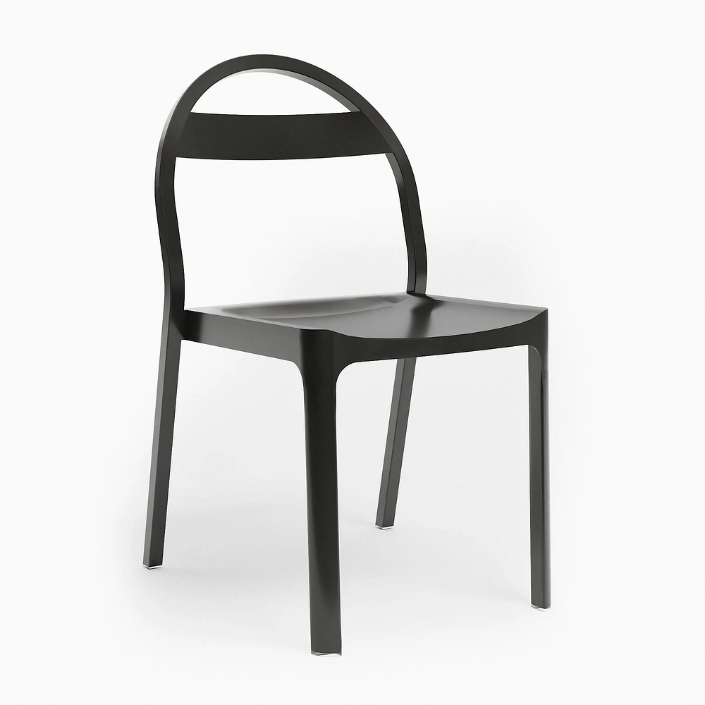 Gable Metal Stacking Chair, Aluminum, Oyster