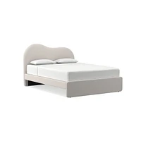 Alba Asymmetric Upholstered Bed, Full, Yarn Dyed Linen Weave, Alabaster