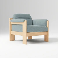 Gunnison Lounge Chair, Yarn Dyed Linen Weave Alabaster, Acorn