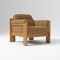 Gunnison Lounge Chair, Yarn Dyed Linen Weave Alabaster, Acorn