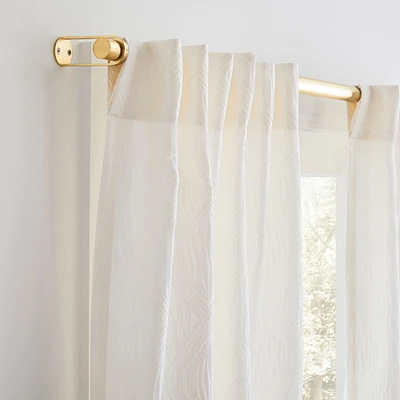 Linear Lattice Jacquard Curtain, Alabaster, 48"x84"