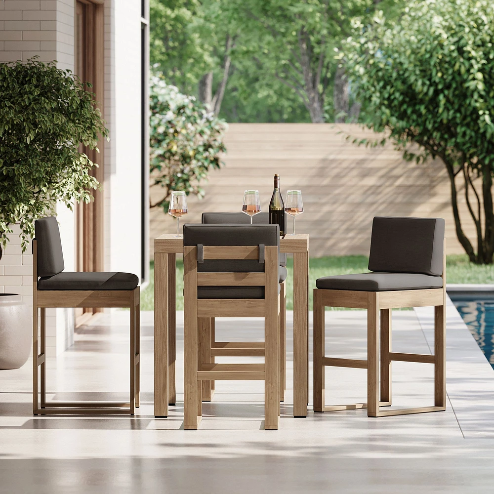 Portside Bar Table and 4 Telluride Stools, Reef Slate