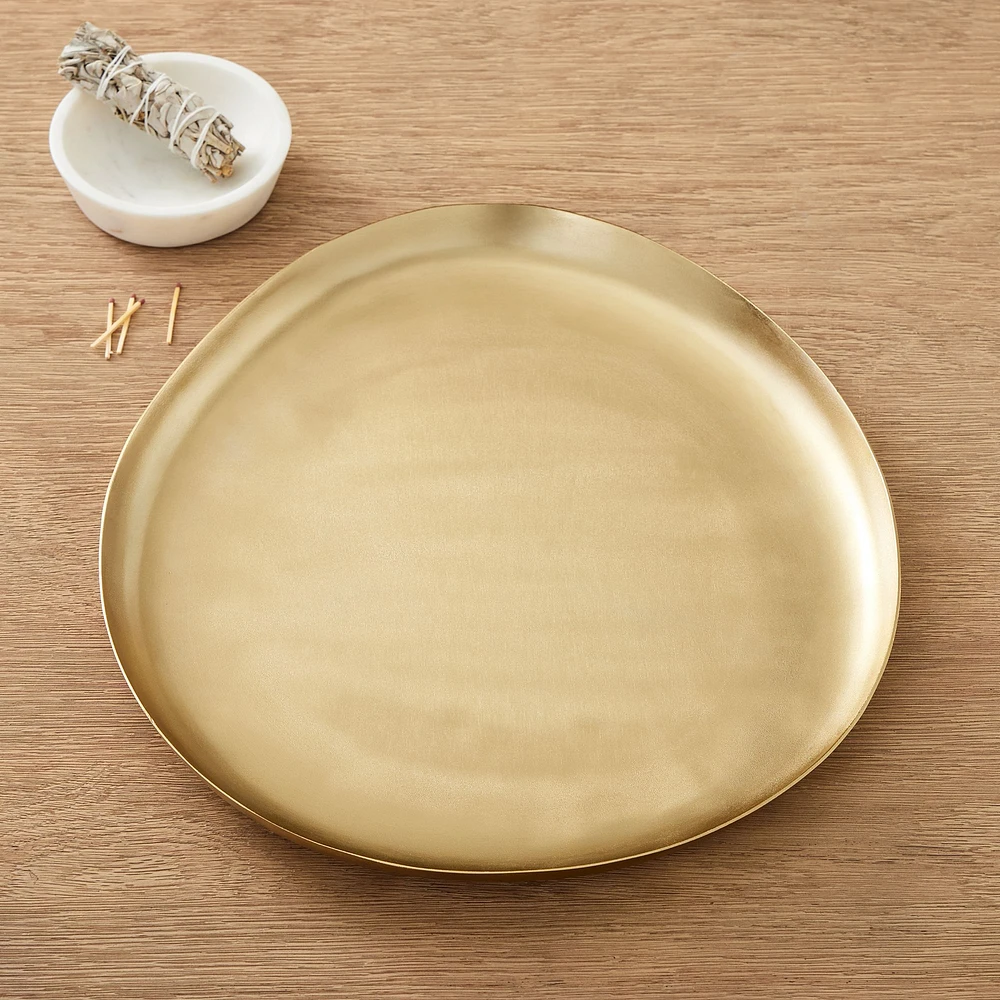 Organic Metal Tray, Large, Light Brass