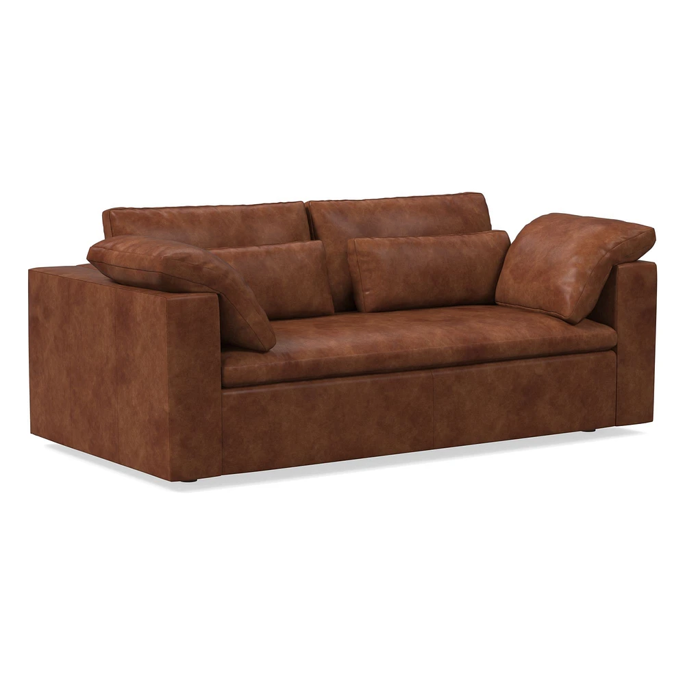 Harmony Modular 82" Bench Cushion Sofa, Standard Depth, Saddle Leather, Nut