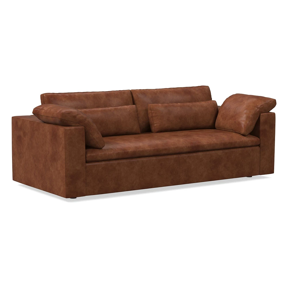 Harmony Modular 82" Bench Cushion Sofa, Standard Depth, Saddle Leather, Nut