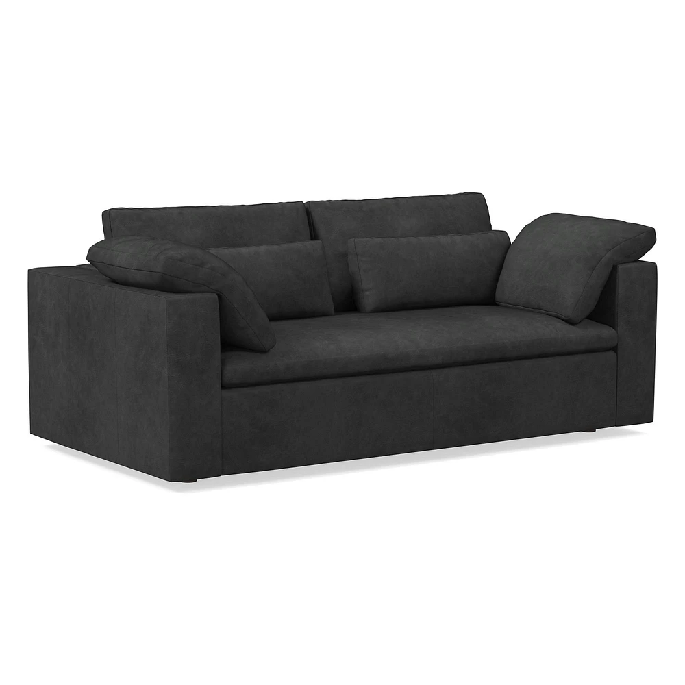 Harmony Modular 82" Bench Cushion Sofa, Standard Depth, Saddle Leather, Nut