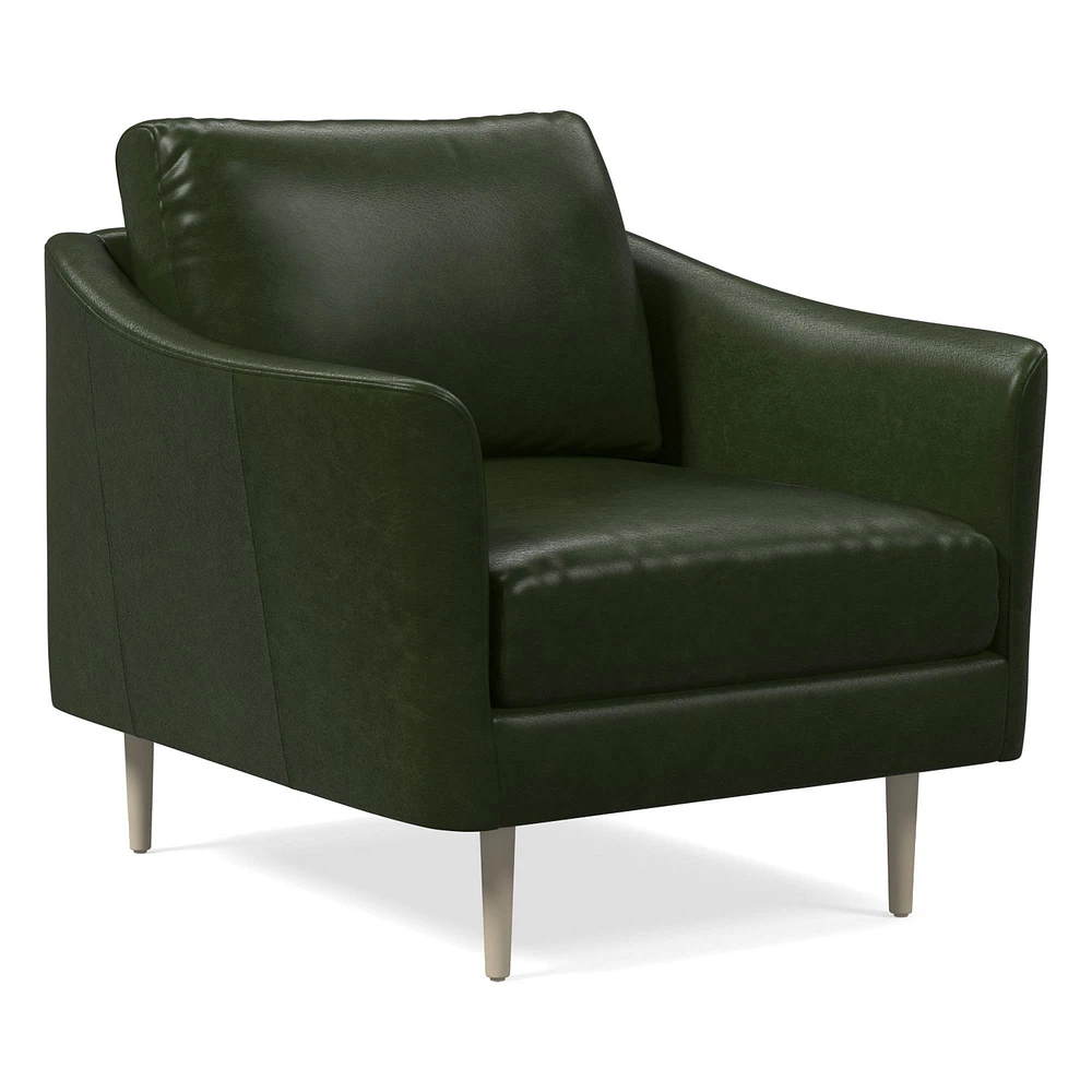 Sloane Chair, Poly, Saddle Leather, Nut, Champagne Bronze