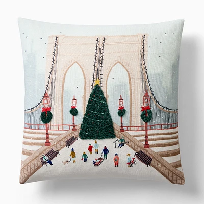 Nicole Cicak Brooklyn Bridge Christmas Pillow Cover, 20"x20", Multi