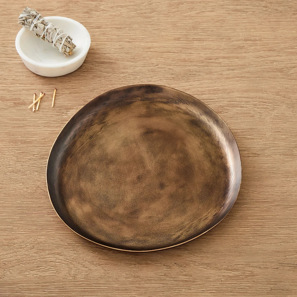 Organic Metal Tray, Large, Light Brass