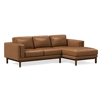 Dekalb 102" Right 2-Piece Chaise Sectional, Sierra Leather, Fog, Acorn