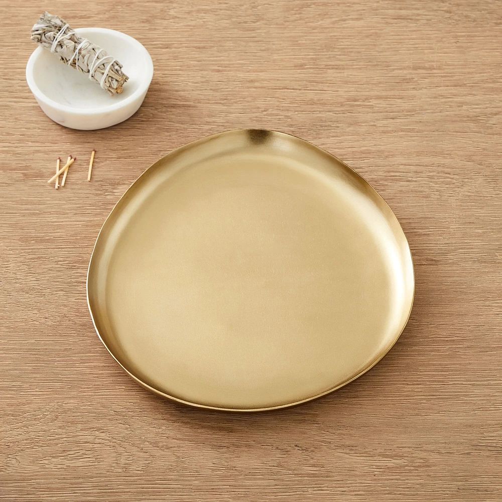 Organic Metal Tray, Large, Light Brass