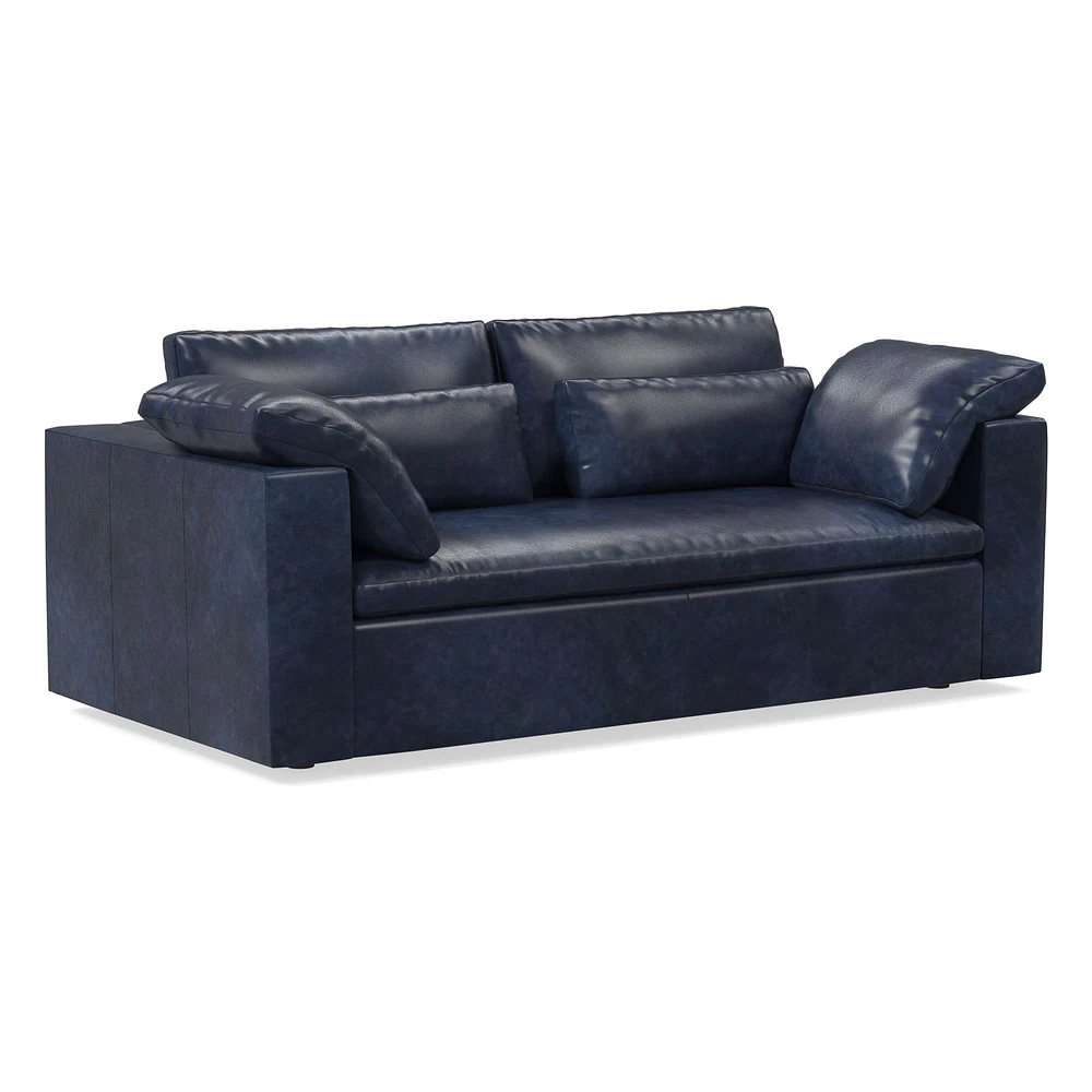 Harmony Modular 82" Bench Cushion Sofa, Standard Depth, Saddle Leather, Nut