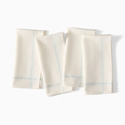 Billy Cotton Stripe Napkins, White And Pale Blue, Set Of 4