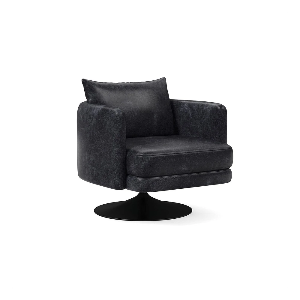 Auburn Swivel Chair Poly Saddle Leather Nut Dark Bronze