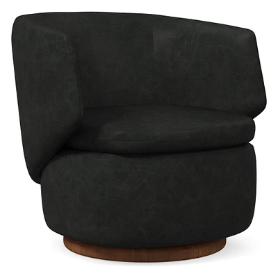 Crescent Swivel Chair, Poly, Saddle Leather, Nut