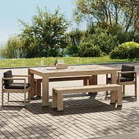 Telluride Extendable Dining Table, 2 Benches, Arm Chairs, Reef and Slate