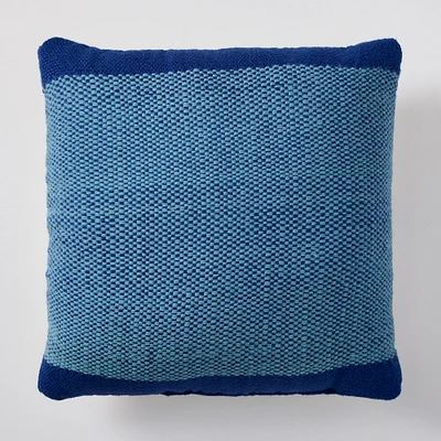 Outdoor Banded Basketweave Pillow, Sand, 20x20