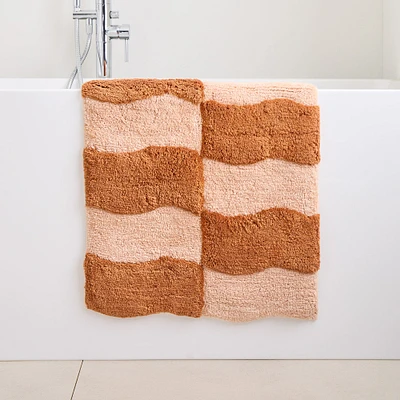 Wavy Block Bath Mat, 20x34, Sage