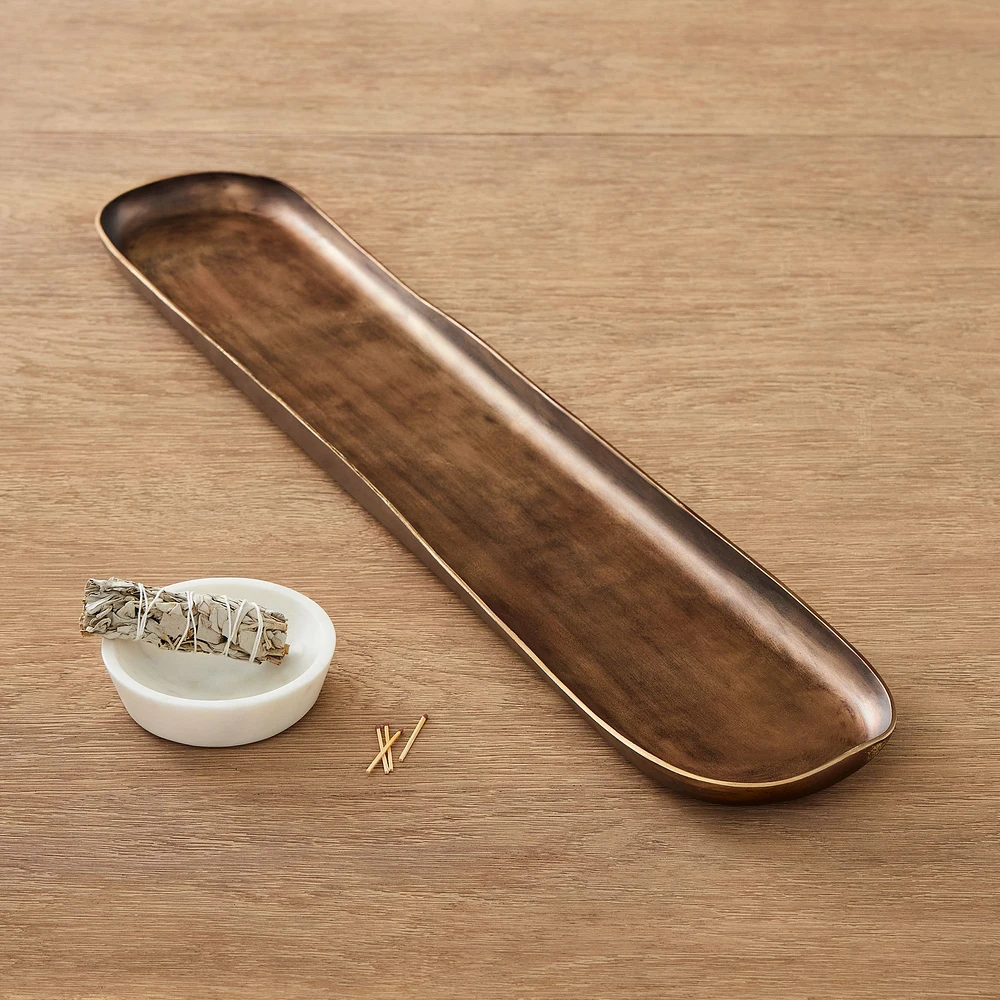 Organic Metal Tray, Large, Light Brass