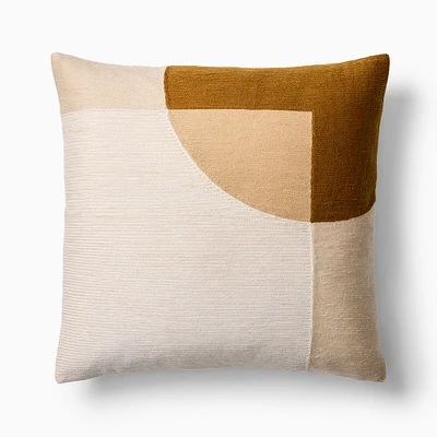 Crewel Overlapping Shapes Pillow Cover, 20"x20", Cumin