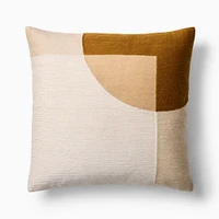 Crewel Overlapping Shapes Pillow Cover, 20"x20", Cumin