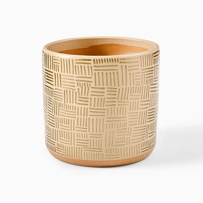 Khari Hand-painted Striped Mid-Century Modern Planter, 6in.