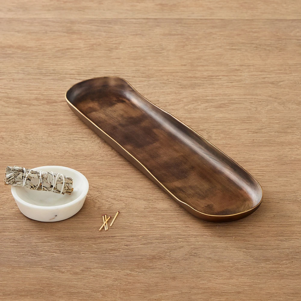Organic Metal Tray, Large, Light Brass