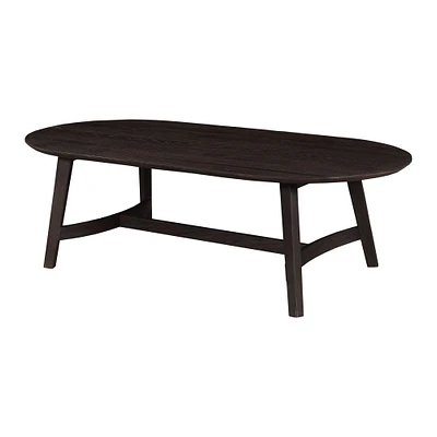 Solid Oak Oval Coffee Table, Dark Brown