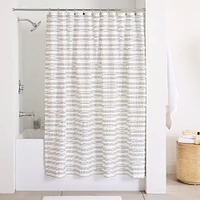 Stripe Stitch Candlewick Shower Curtain, White , 72"x74"