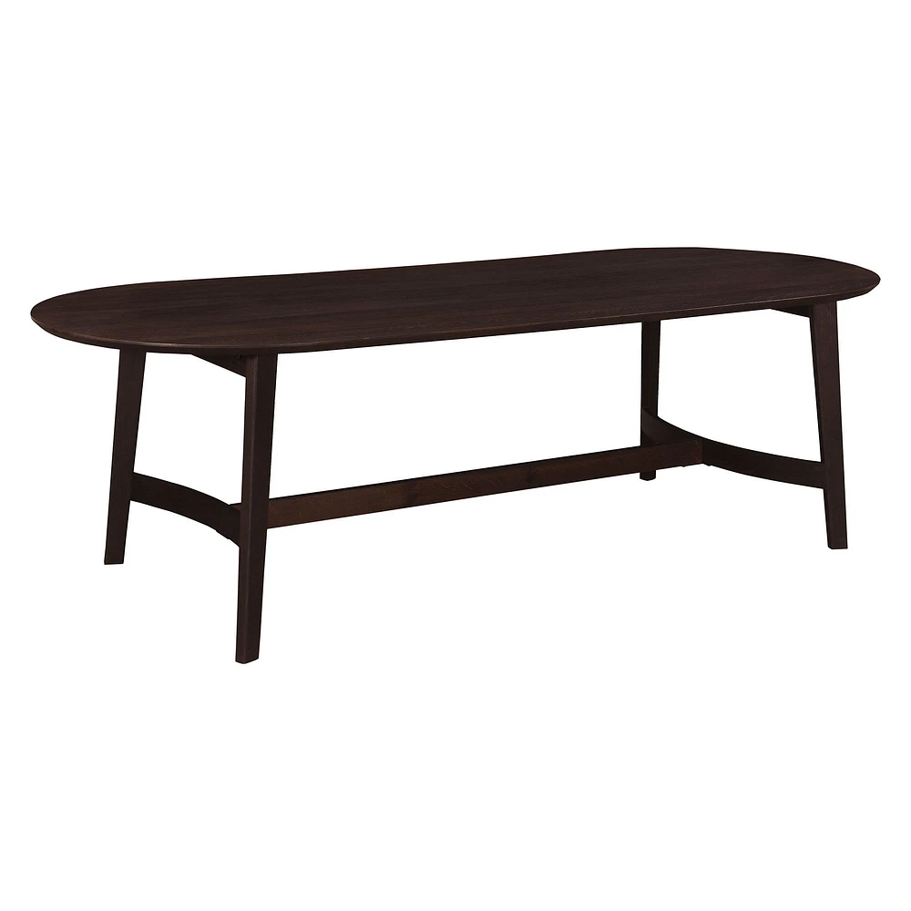 Solid Oak Oval Dining Table, Small (76"), Dark Brown