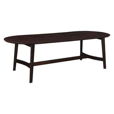 Solid Oak Oval Dining Table, Small (76"), Dark Brown