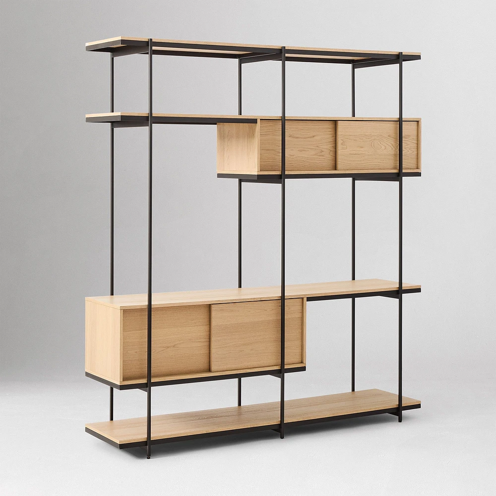 Pierce 72" Extra Wide Shelf Unit, Blonde/Black