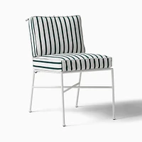 Portofino Outdoor Dining Chair with Cushion, White, Premium Performance Green Stripe, Set of 2