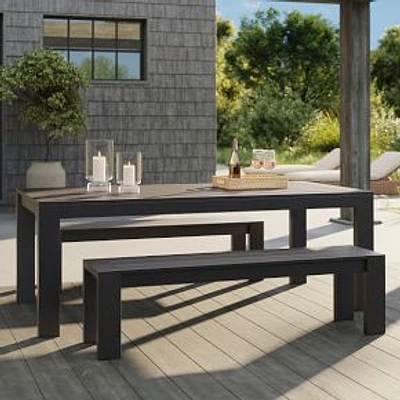 Telluride Extendable Aluminum Dining Table and 2 Benches, Dark Bronze