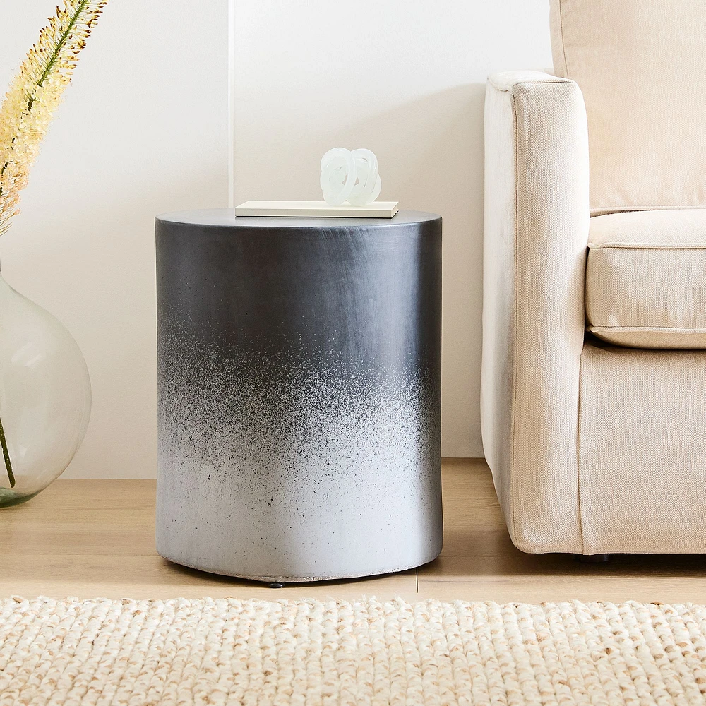 Manza Side Table 3 Color Ombre: Deep Teal/ Blue/ White, 16 inches