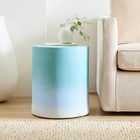 Manza Side Table 3 Color Ombre: Deep Teal/ Blue/ White, 16 inches
