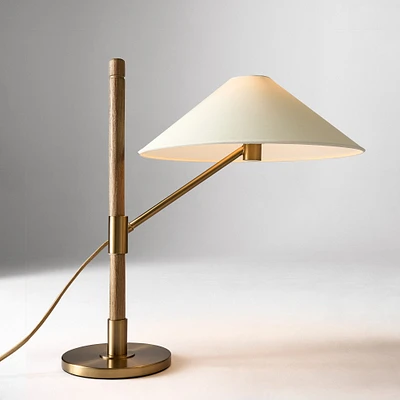 Devon Table Lamp, Wood, Metal, Paper Shade